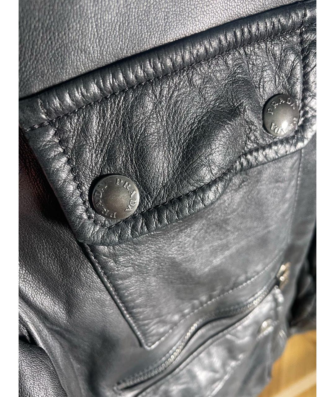 PRADA Черная кожаная куртка, фото 4