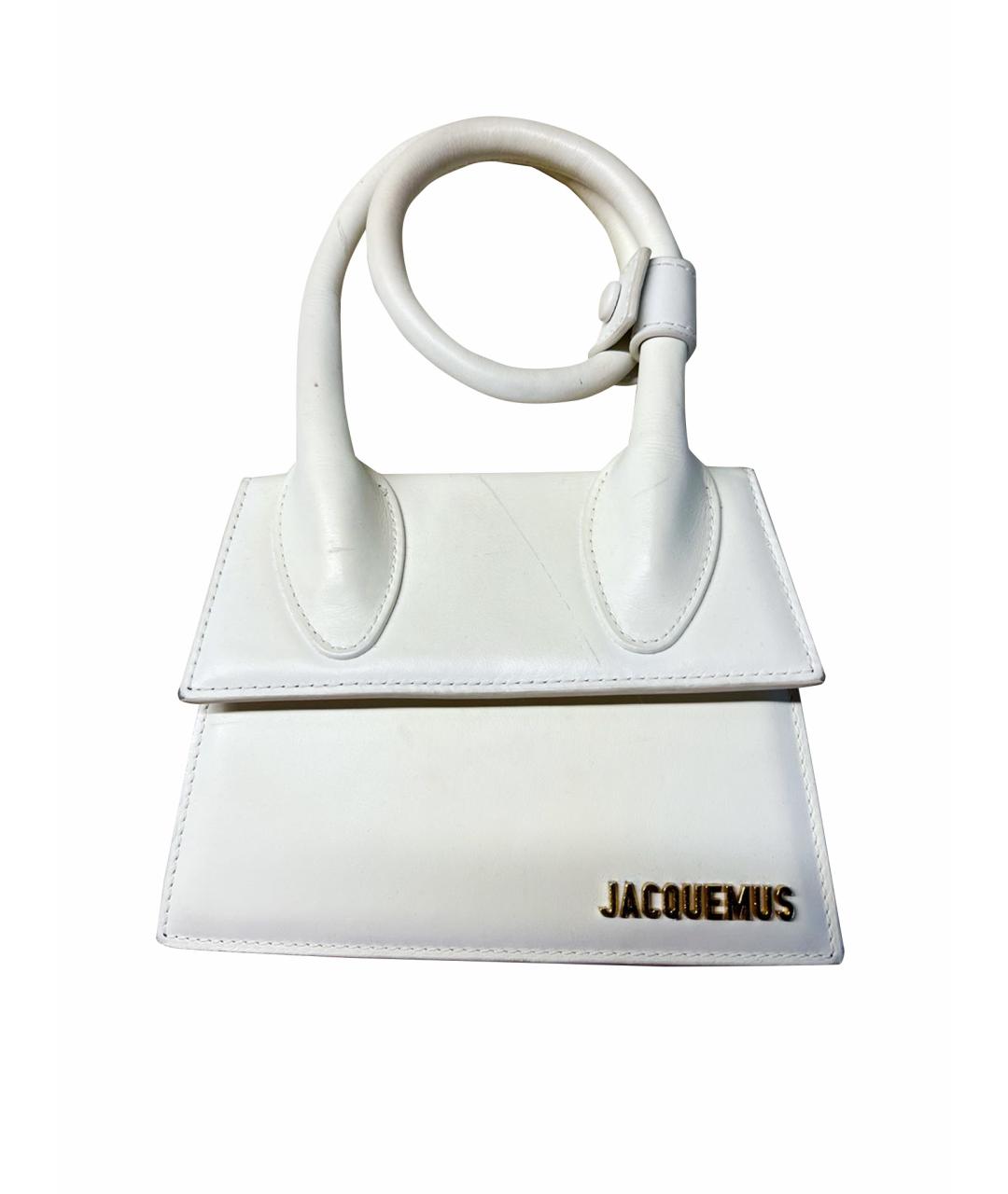 JACQUEMUS Белая кожаная сумка с короткими ручками, фото 1