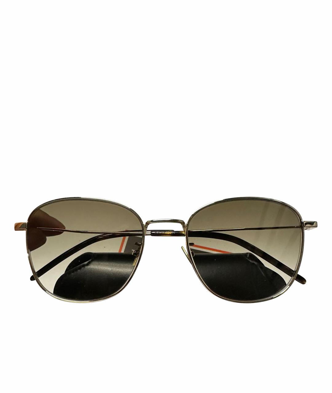 SAINT LAURENT Коричневые металлические солнцезащитные очки, фото 1