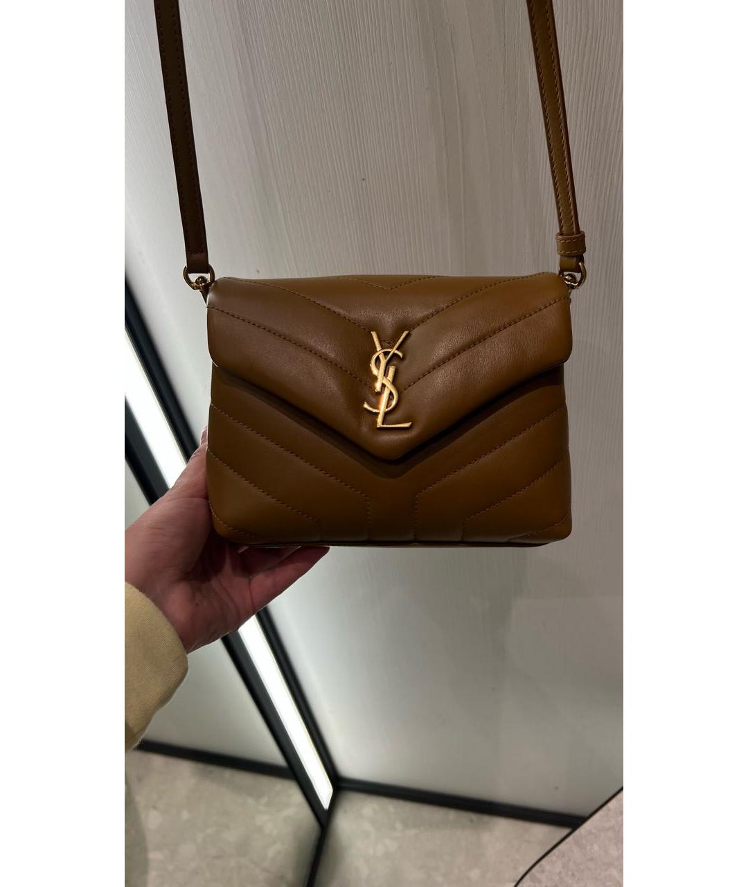 SAINT LAURENT Коричневая кожаная сумка через плечо, фото 4
