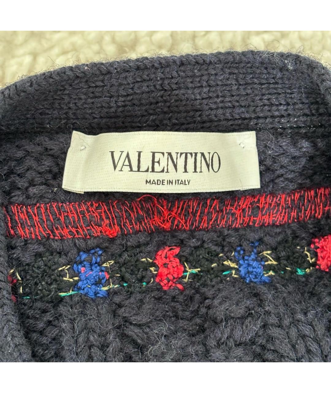 VALENTINO Темно-синий шерстяной кардиган, фото 6