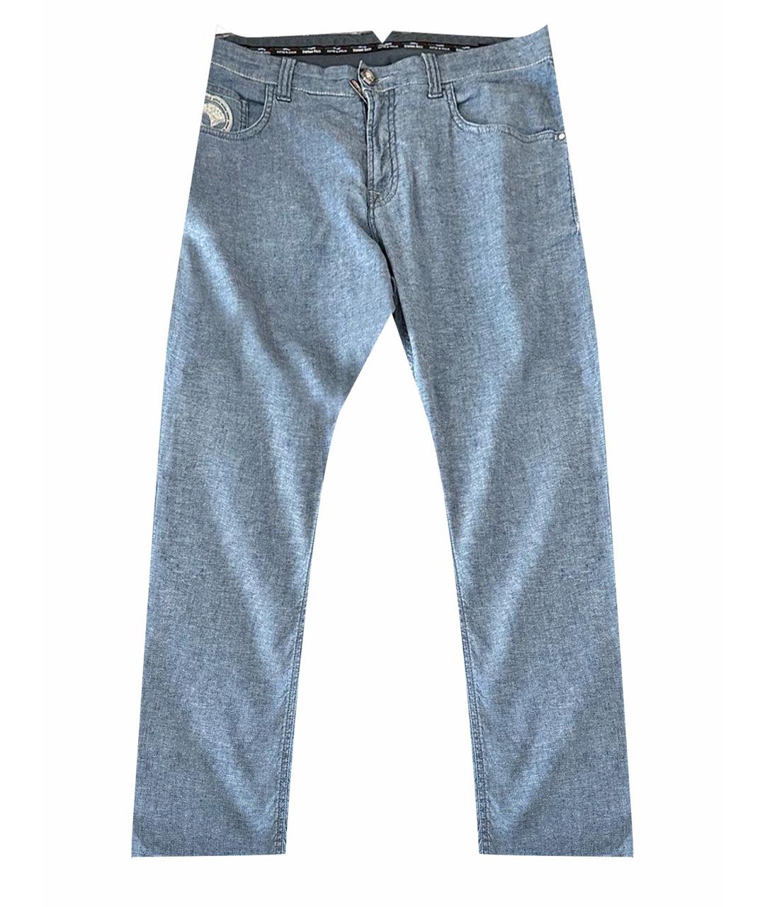 STEFANO RICCI Голубые хлопковые прямые джинсы, фото 1
