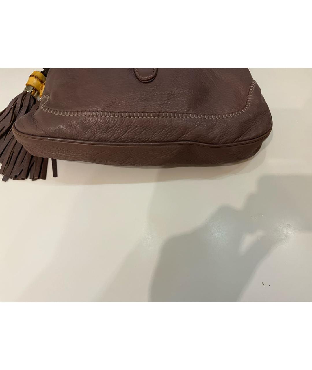 GUCCI Бежевая кожаная сумка с короткими ручками, фото 4