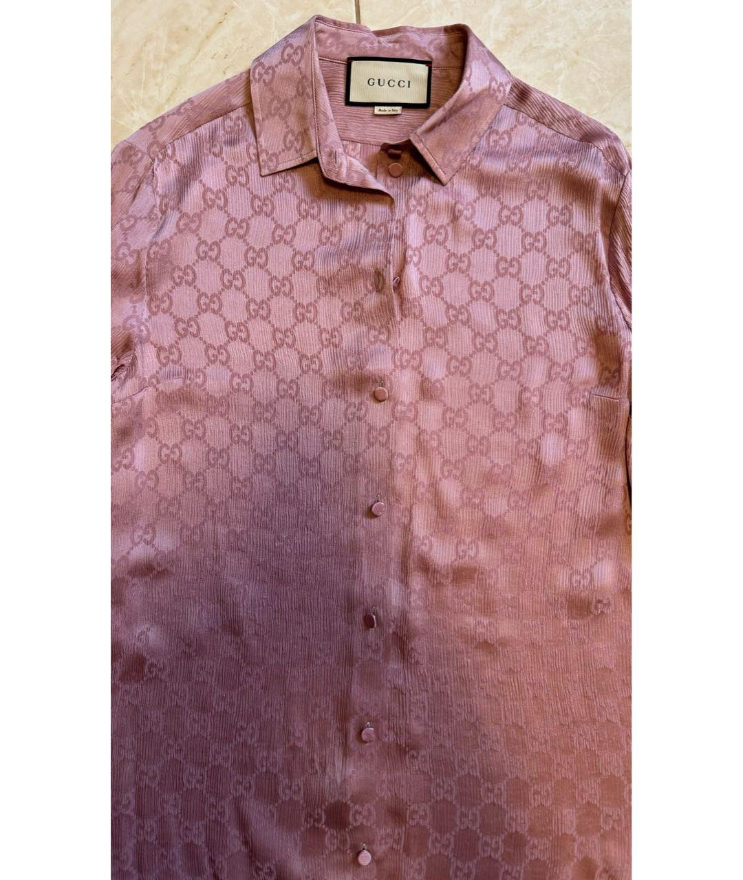 GUCCI Розовая шелковая блузы, фото 3