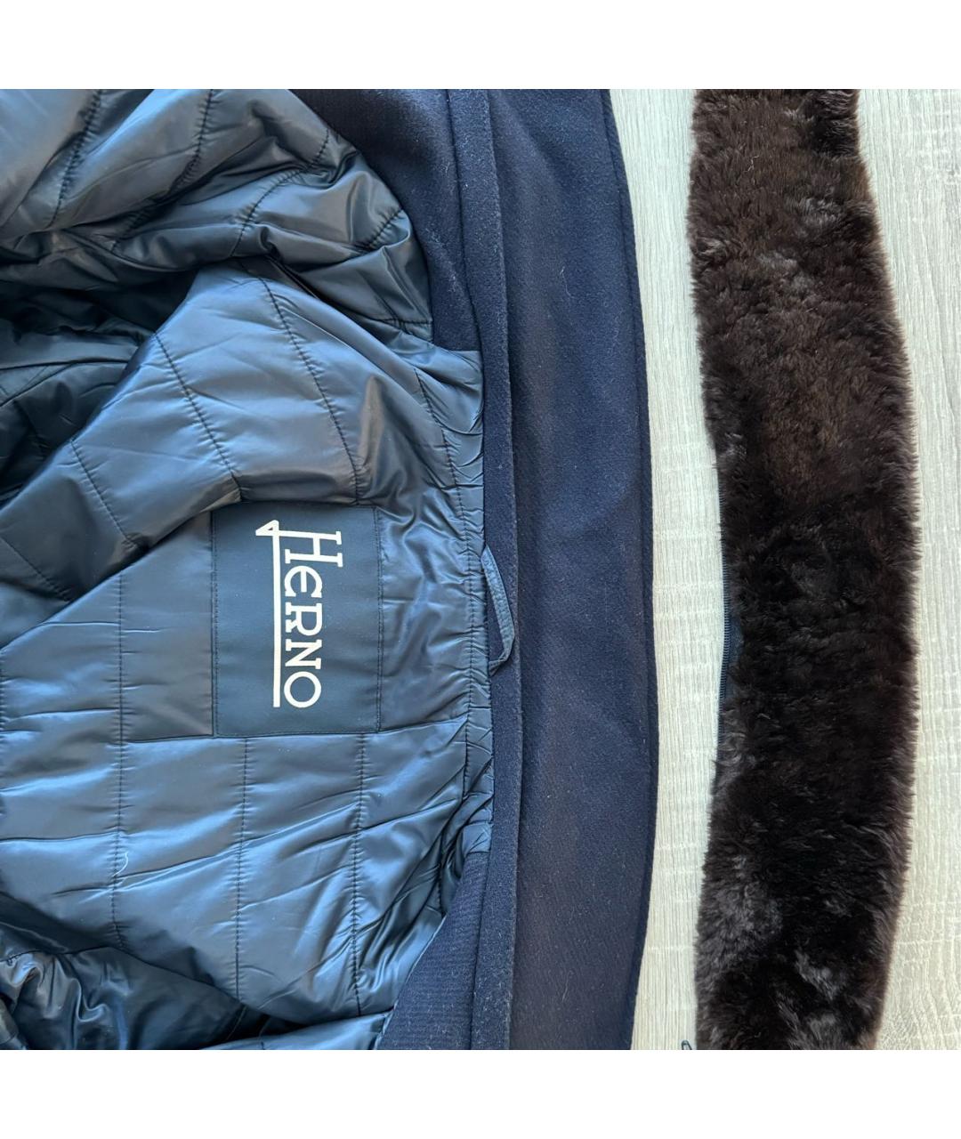 HERNO Темно-синее шерстяное пальто, фото 8