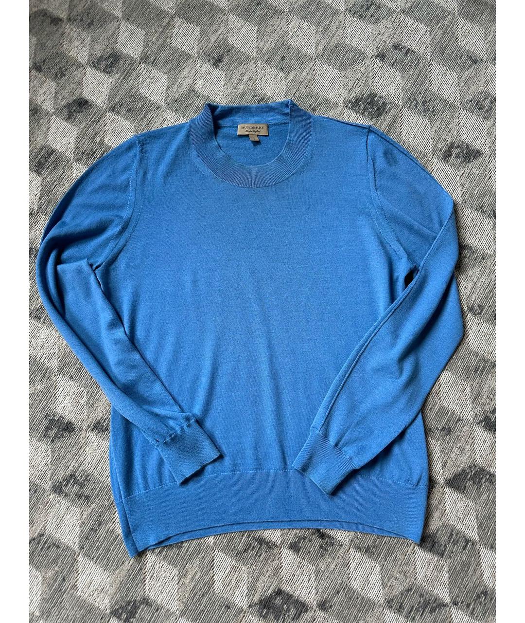 BURBERRY Голубой шерстяной джемпер / свитер, фото 9