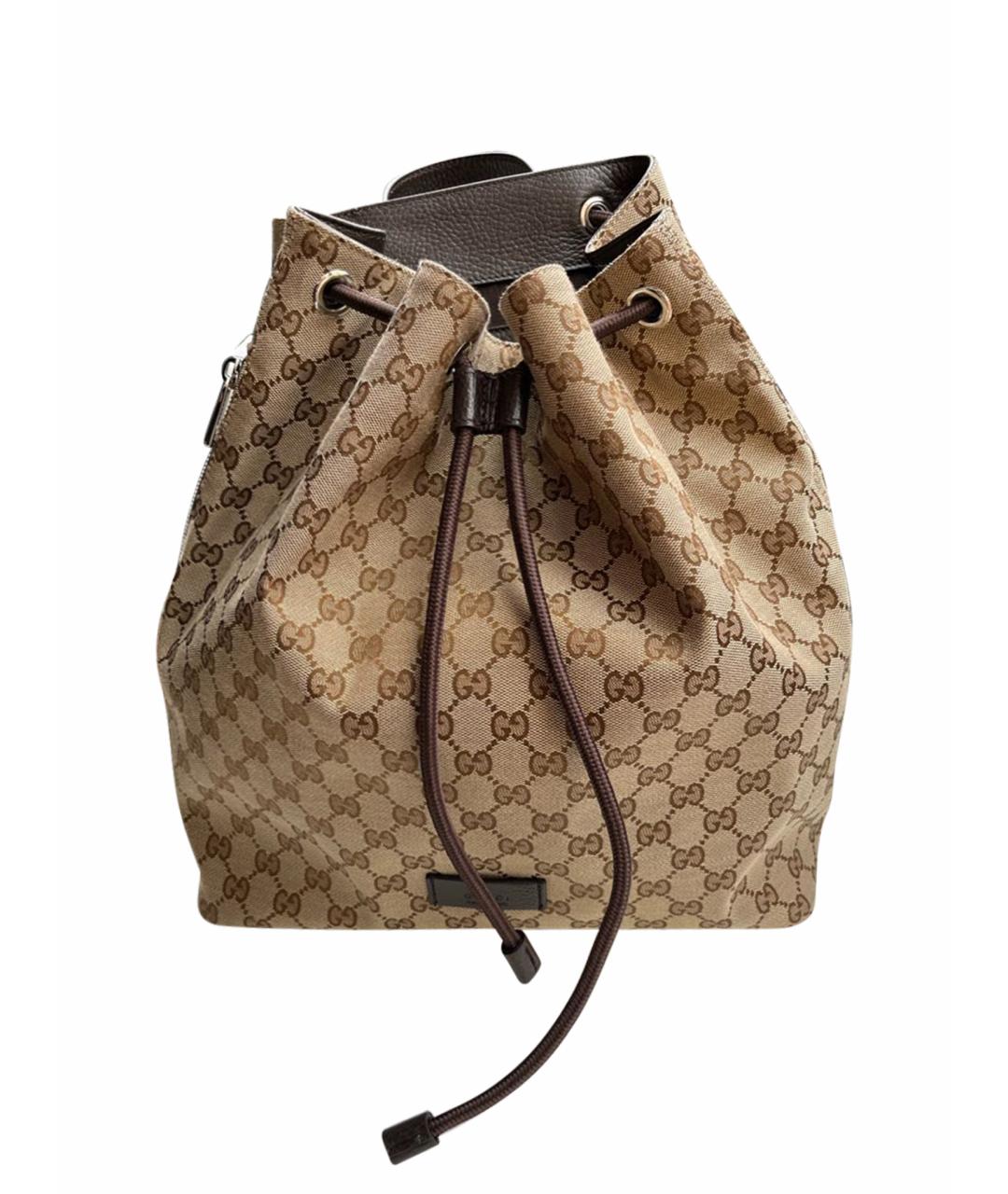 GUCCI Коричневый тканевый рюкзак, фото 1