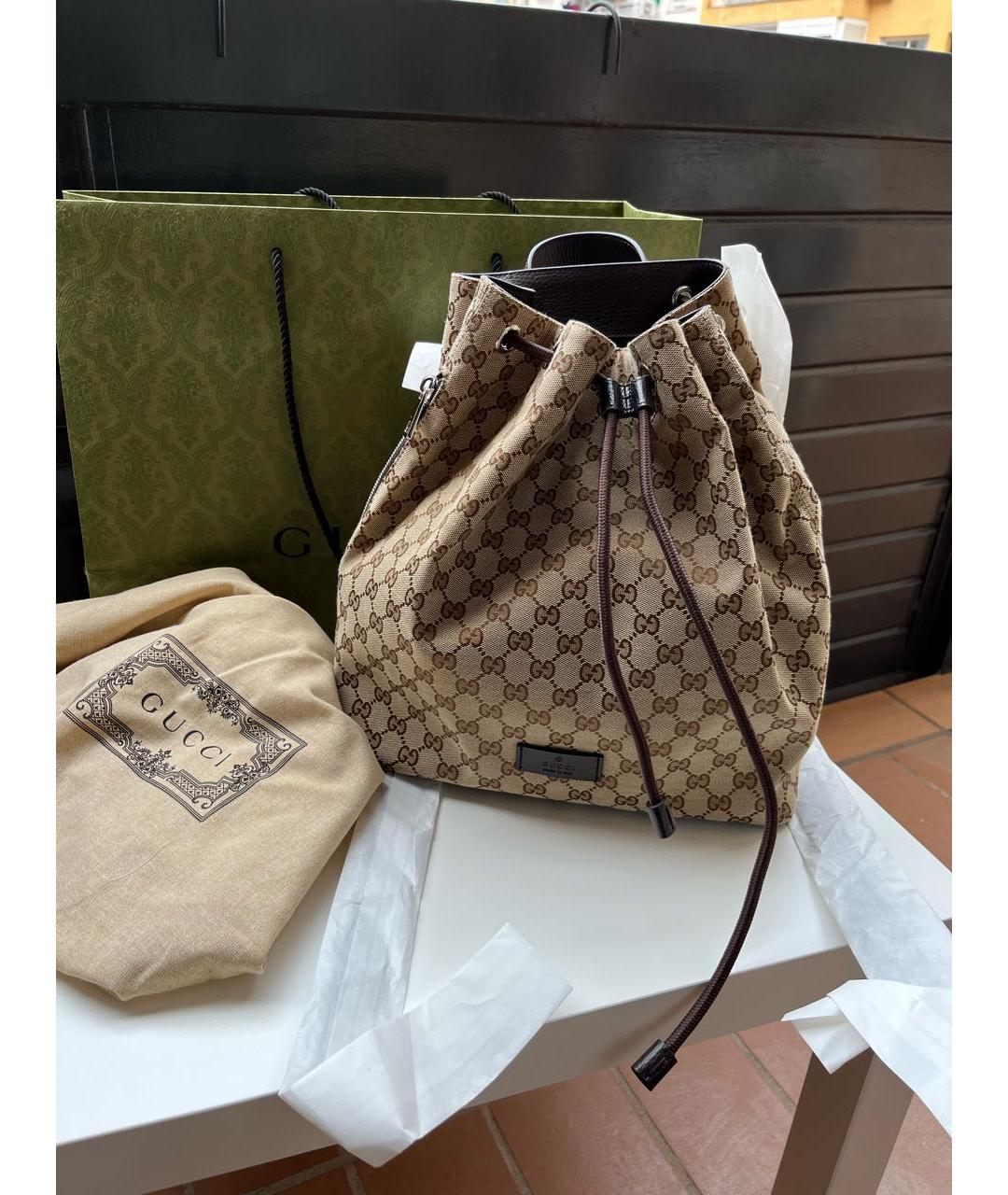 GUCCI Коричневый тканевый рюкзак, фото 6