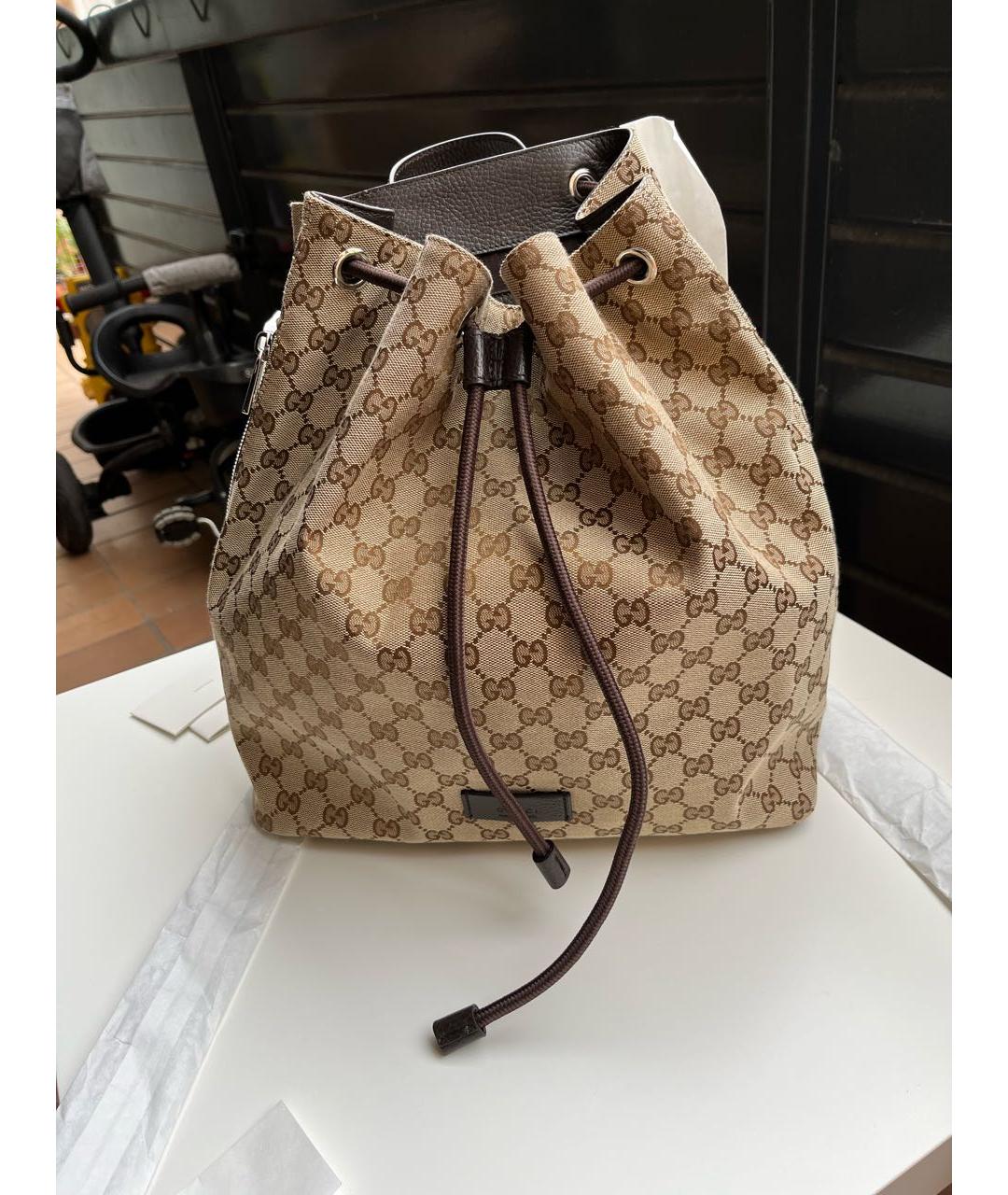 GUCCI Коричневый тканевый рюкзак, фото 8