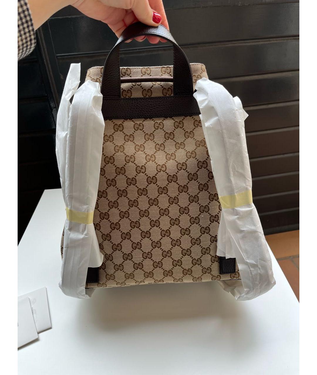 GUCCI Коричневый тканевый рюкзак, фото 3