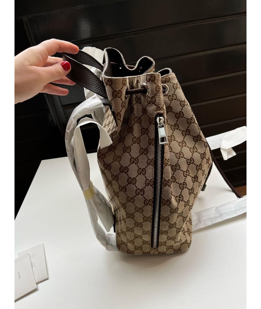 GUCCI Коричневый тканевый рюкзак, фото 7