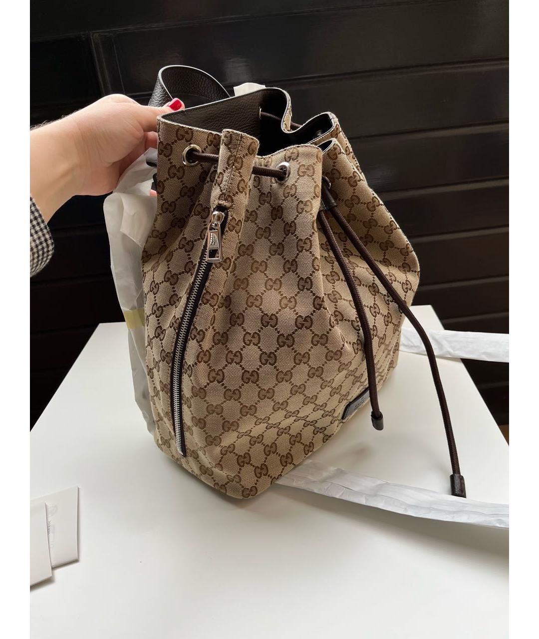 GUCCI Коричневый тканевый рюкзак, фото 2