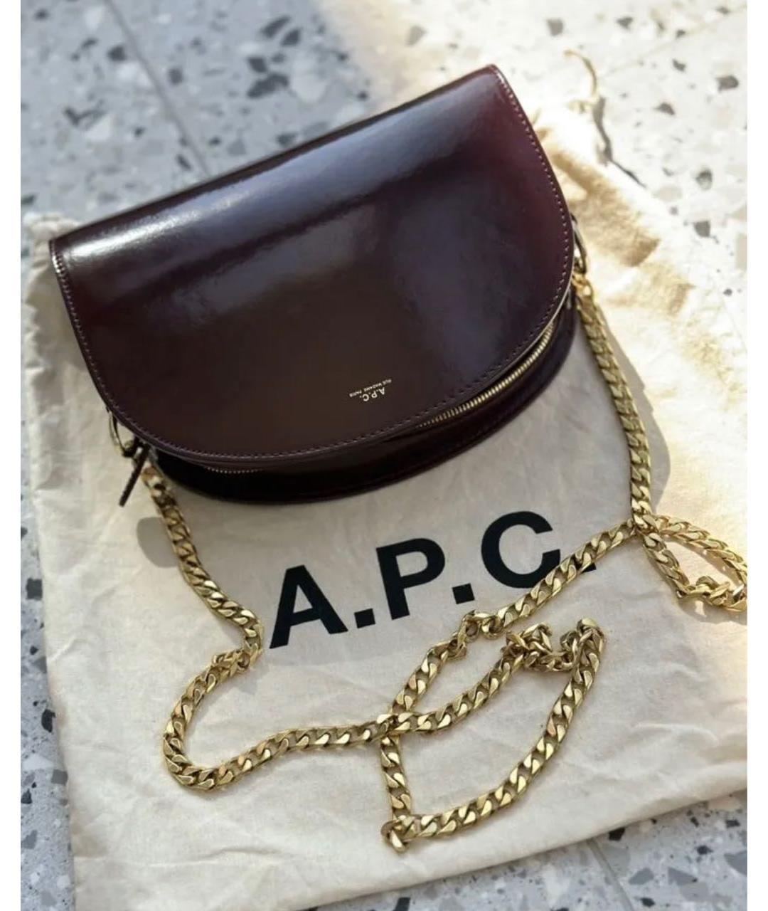 A.P.C. Бордовая сумка через плечо из лакированной кожи, фото 4