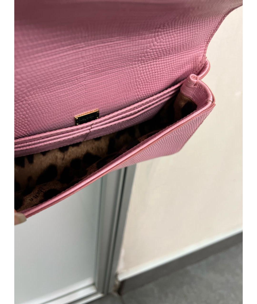 DOLCE&GABBANA Розовая сумка через плечо из экзотической кожи, фото 4