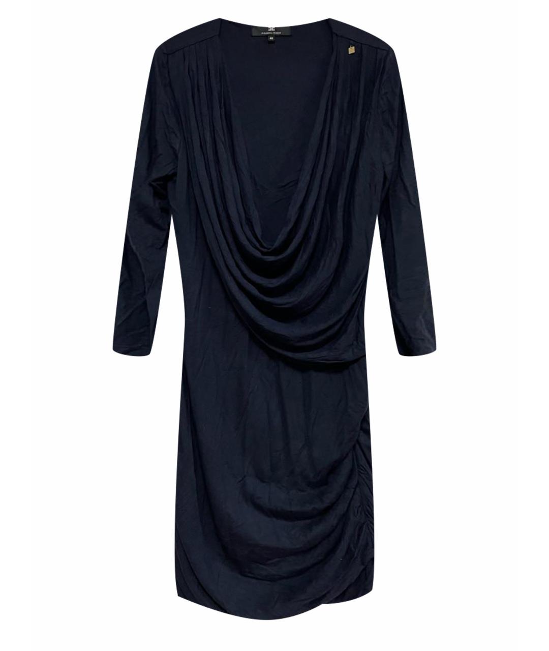 ELISABETTA FRANCHI Темно-синее вискозное коктейльное платье, фото 1