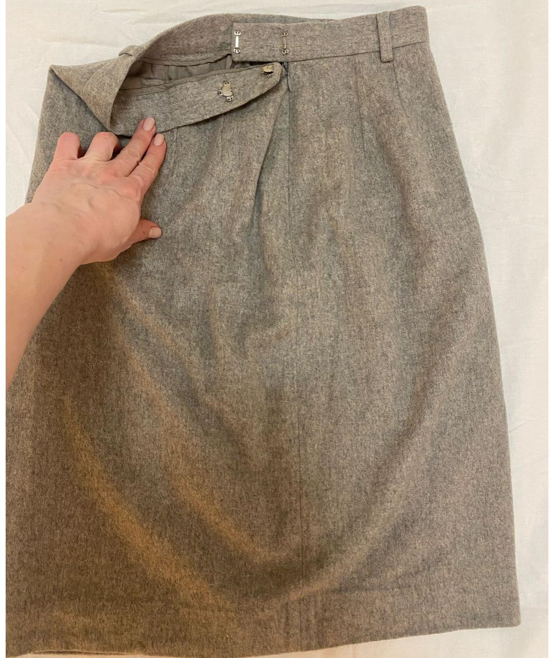 RALPH LAUREN PURPLE LABEL Серая кашемировая юбка миди, фото 4