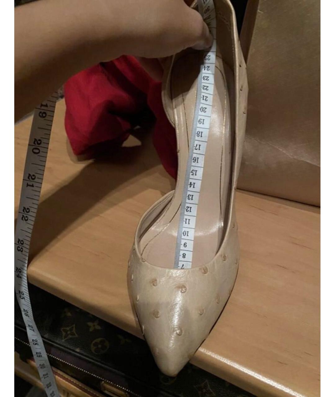 GUCCI Бежевые туфли из кожи страуса, фото 4
