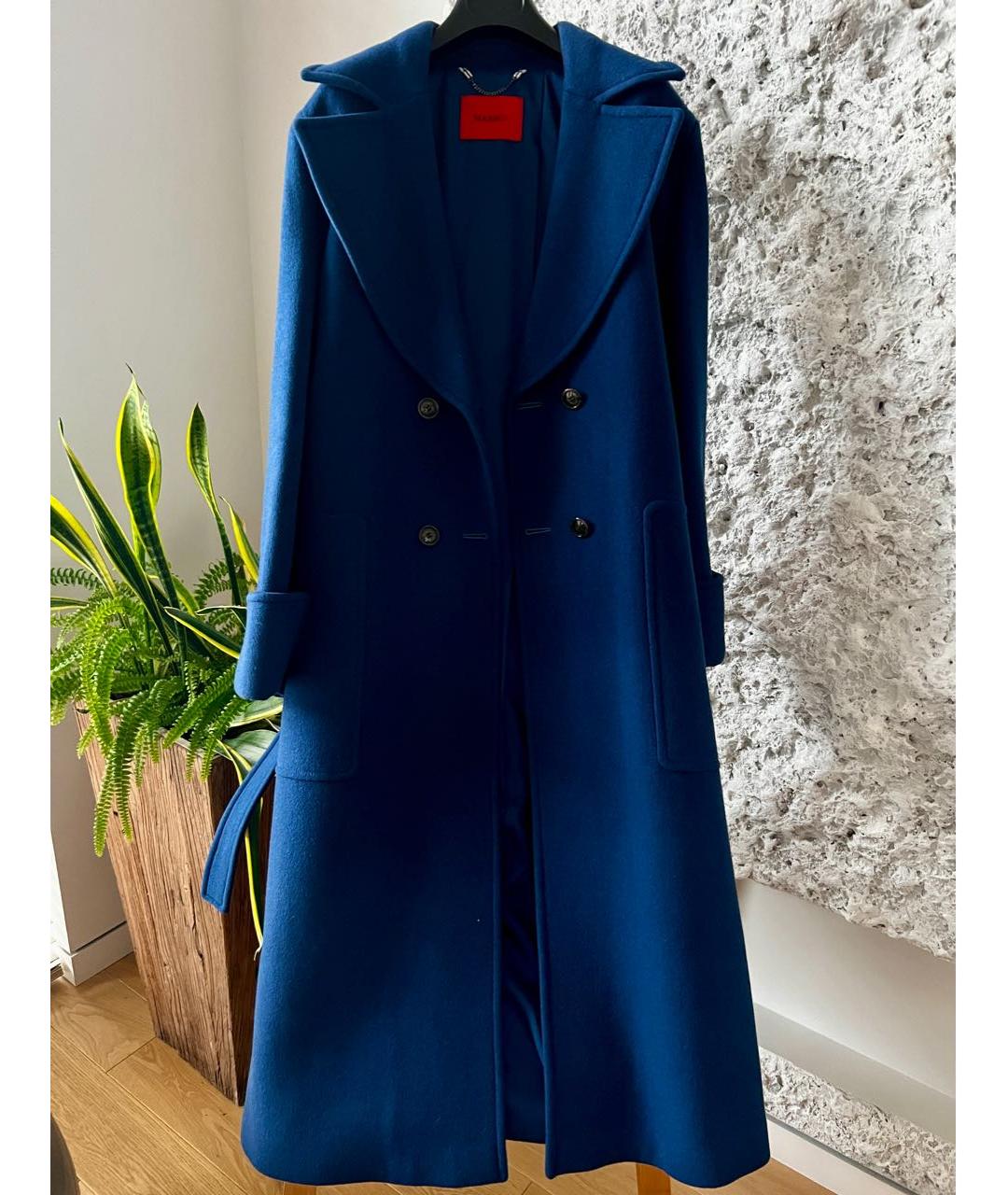 SPORTMAX Синее шерстяное пальто, фото 2