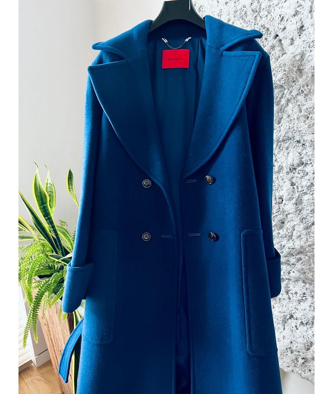 SPORTMAX Синее шерстяное пальто, фото 4