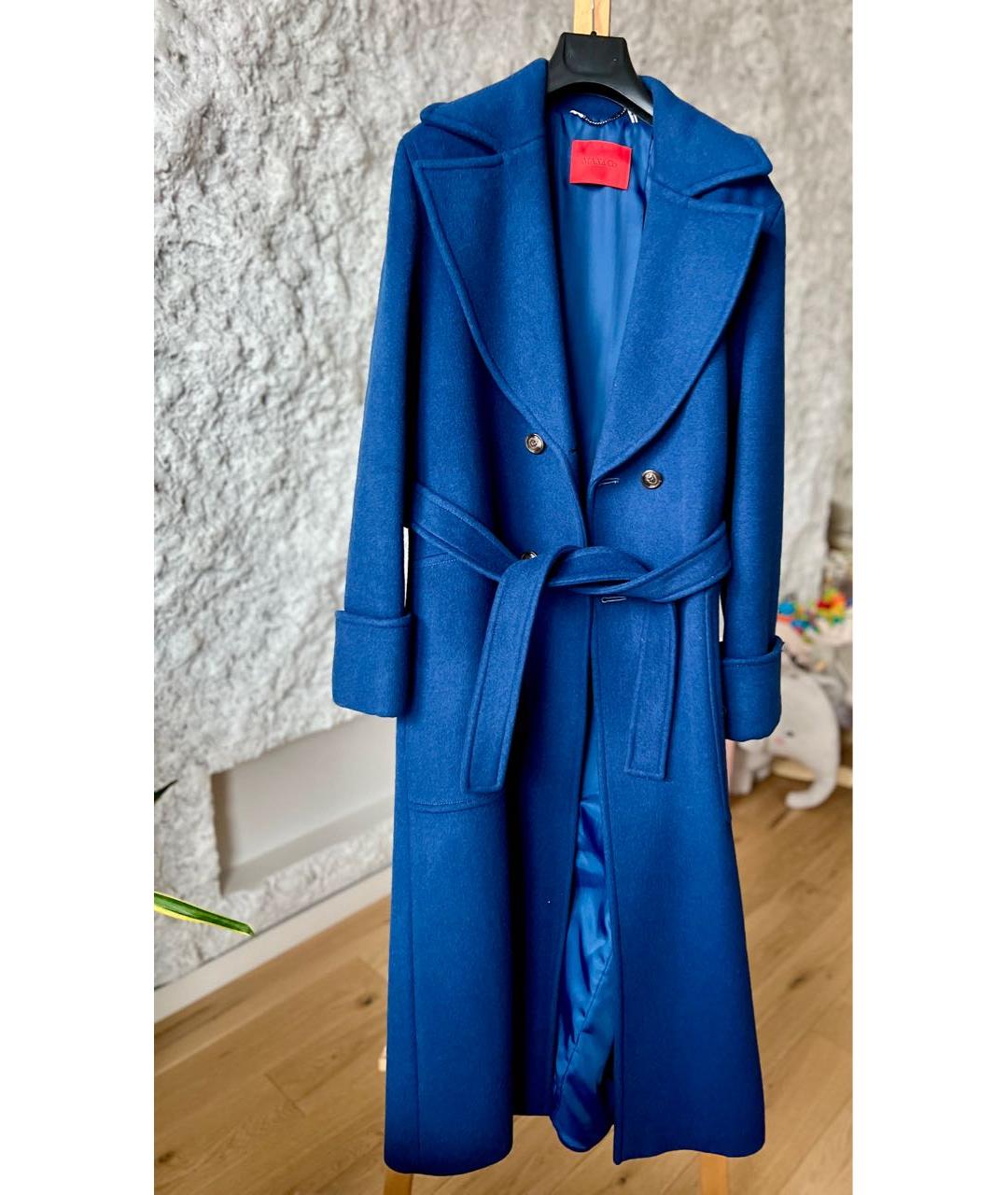 SPORTMAX Синее шерстяное пальто, фото 5