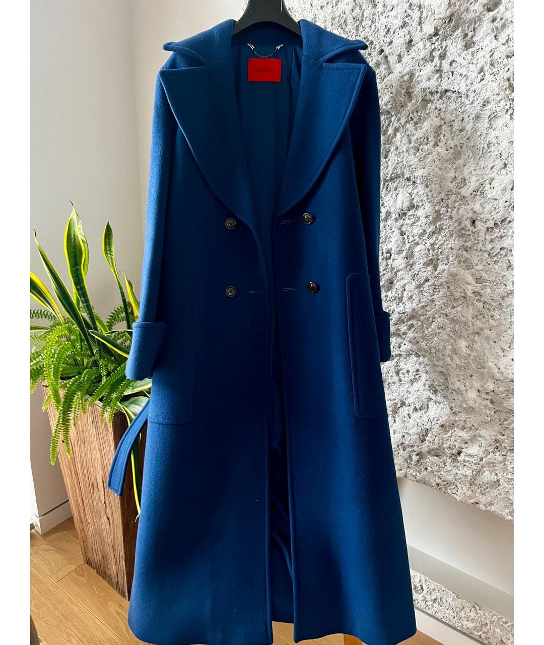 SPORTMAX Синее шерстяное пальто, фото 3