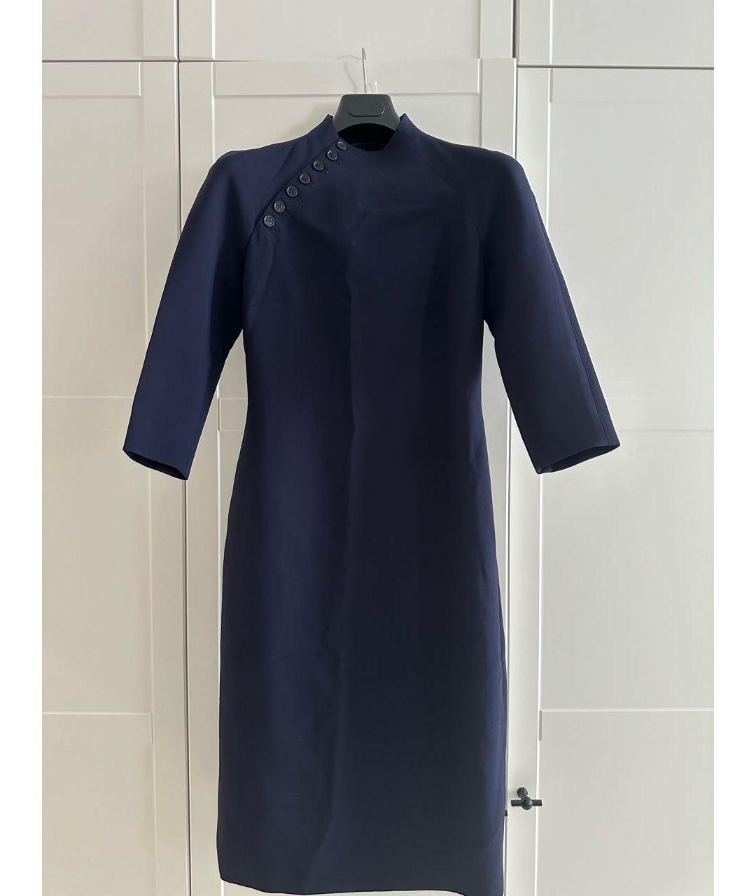 RALPH LAUREN PURPLE LABEL Темно-синее шерстяное повседневное платье, фото 5