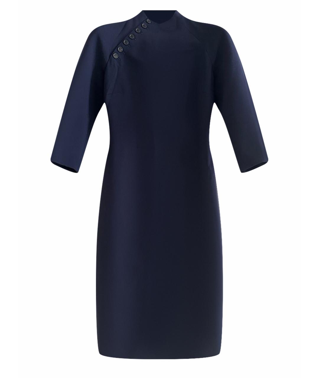 RALPH LAUREN PURPLE LABEL Темно-синее шерстяное повседневное платье, фото 1