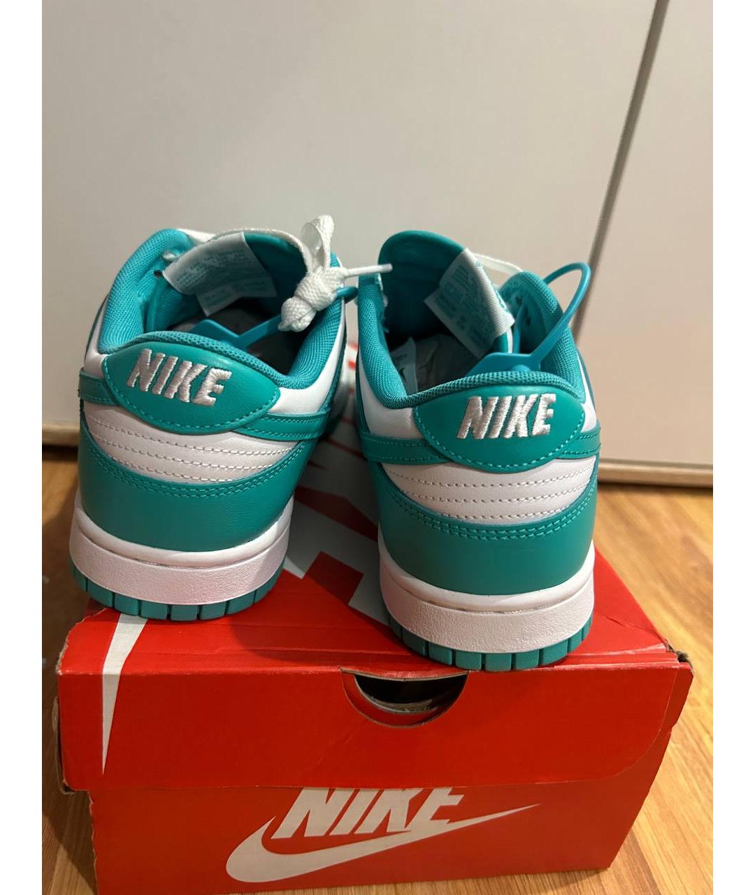 NIKE Бирюзовые кожаные низкие кроссовки / кеды, фото 4