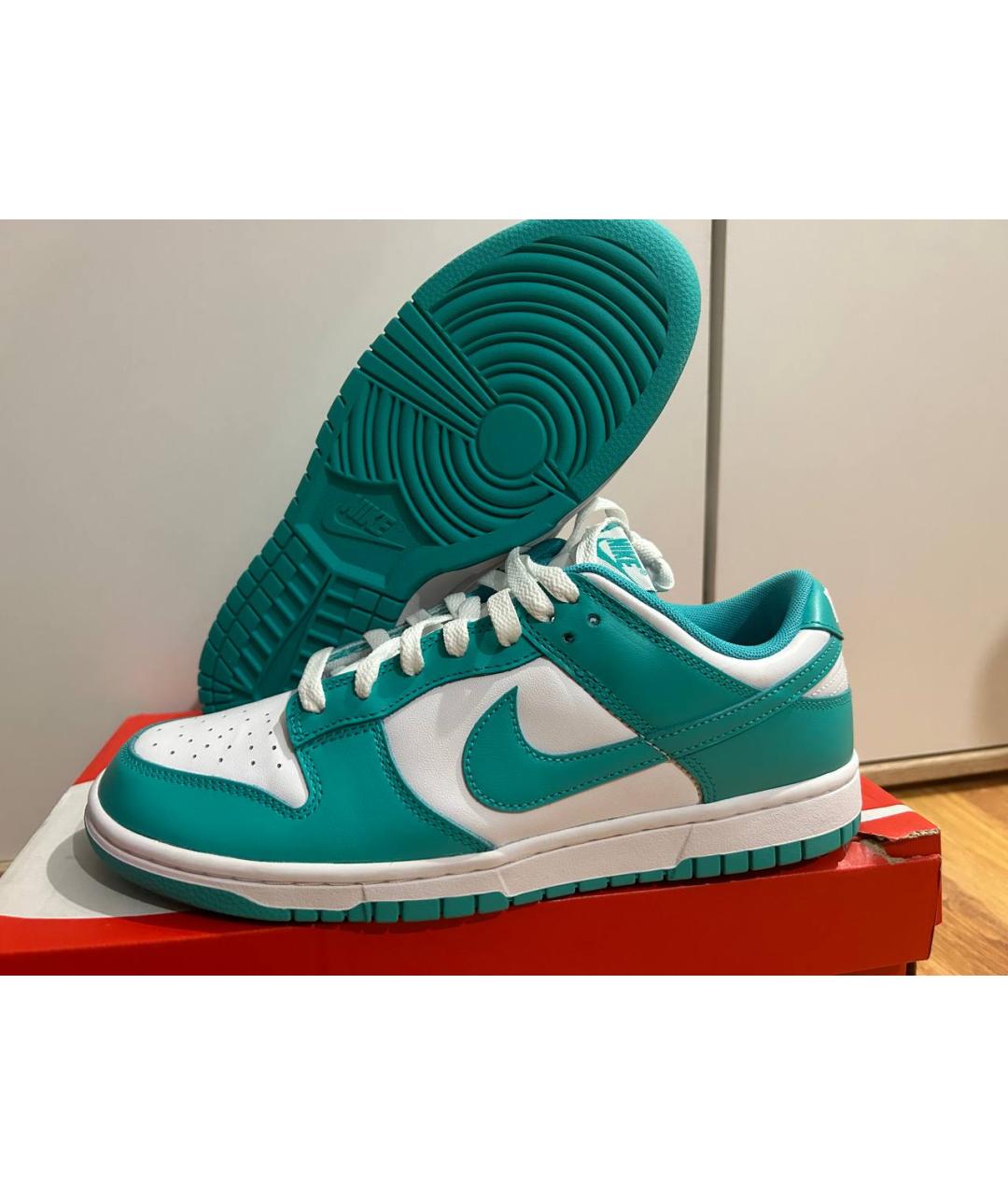 NIKE Бирюзовые кожаные низкие кроссовки / кеды, фото 5