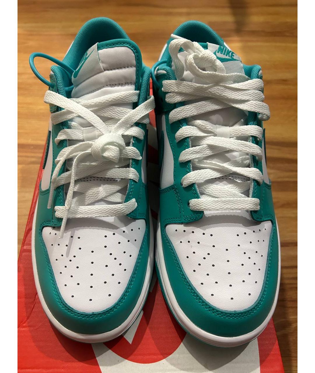 NIKE Бирюзовые кожаные низкие кроссовки / кеды, фото 2