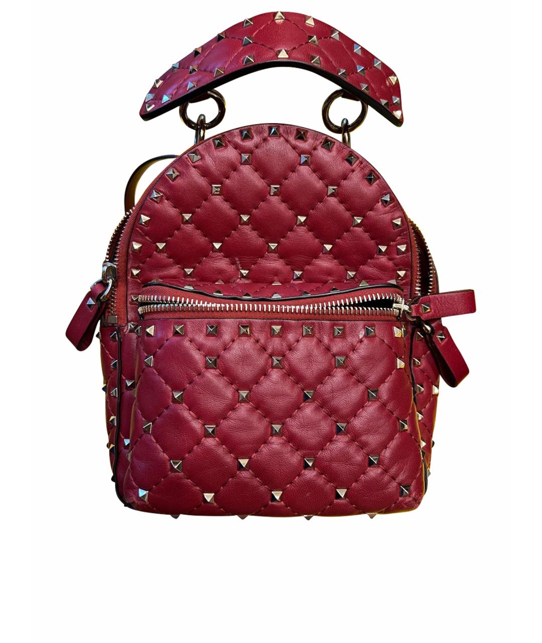 VALENTINO Красный кожаный рюкзак, фото 1