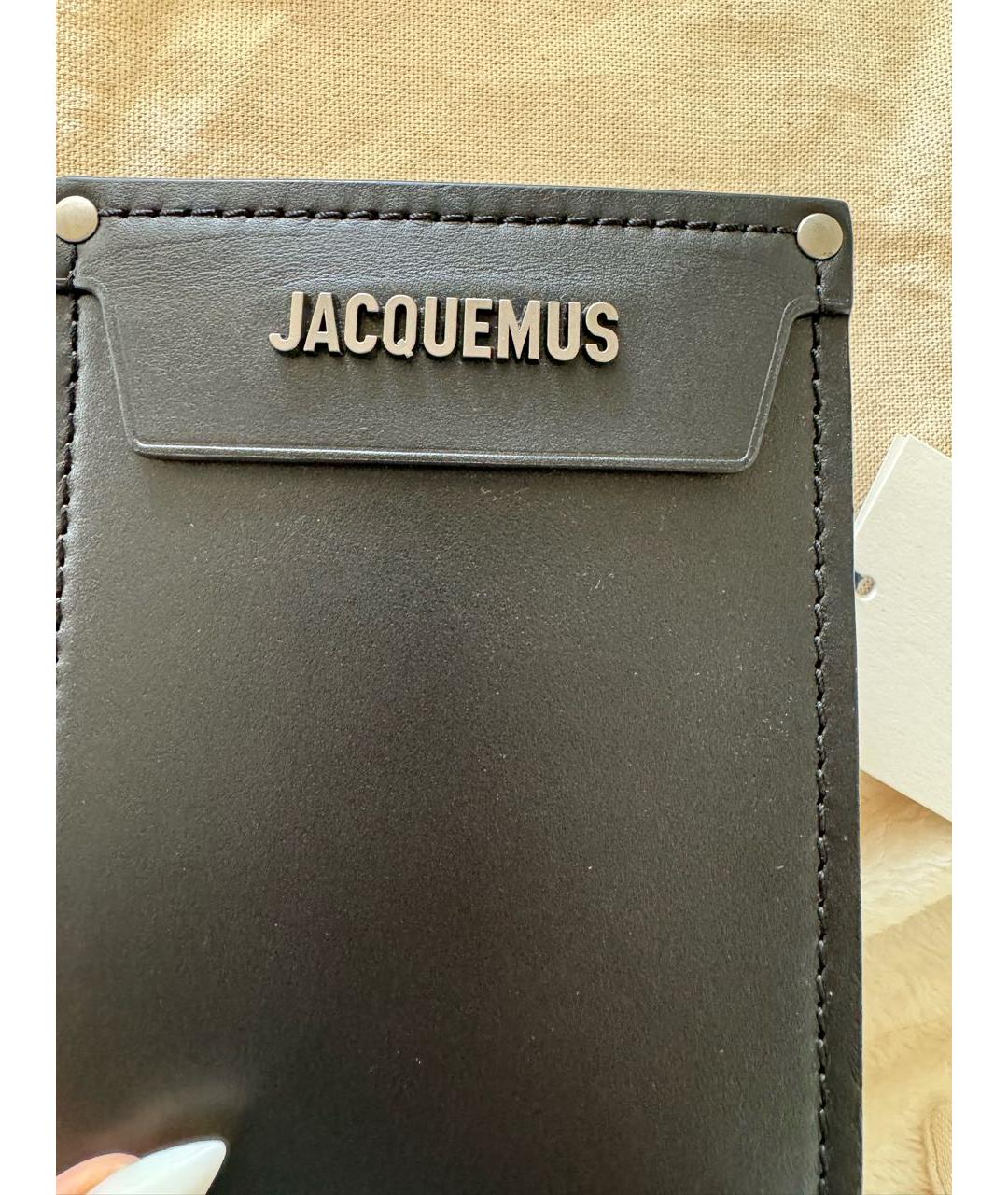 JACQUEMUS Черная кожаная сумка на плечо, фото 6