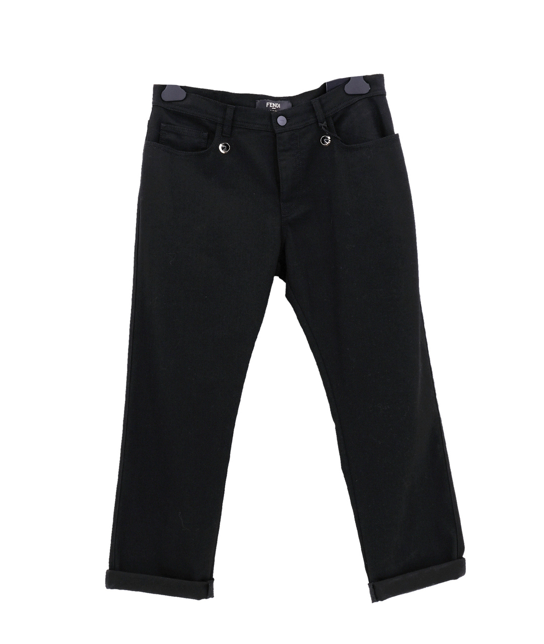 FENDI Черные хлопко-эластановые джинсы слим, фото 1
