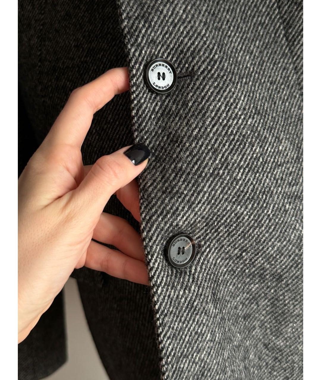 BURBERRY Серый шерстяной пиджак, фото 3