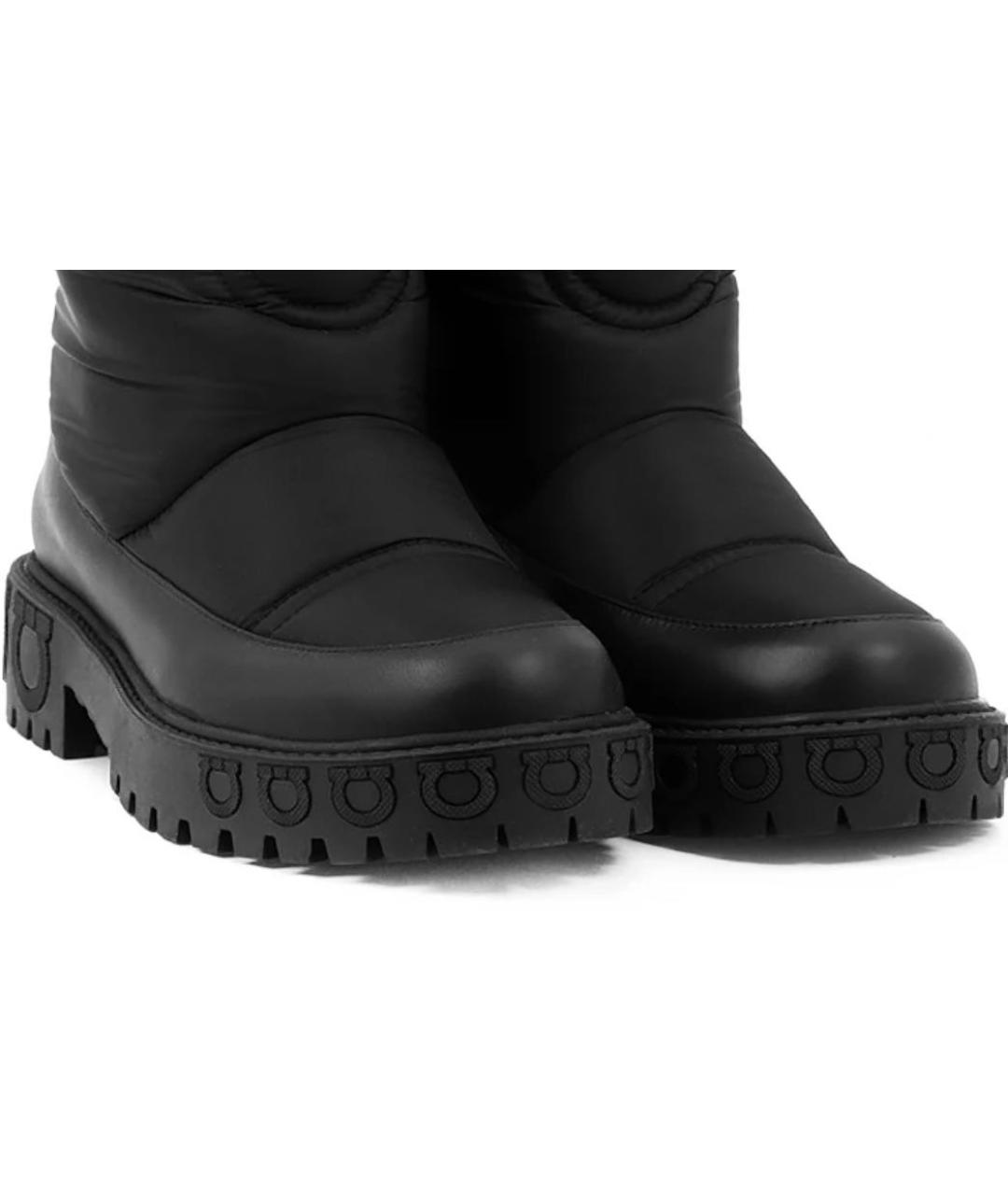 FERRAGAMO Черные кожаные сапоги, фото 5