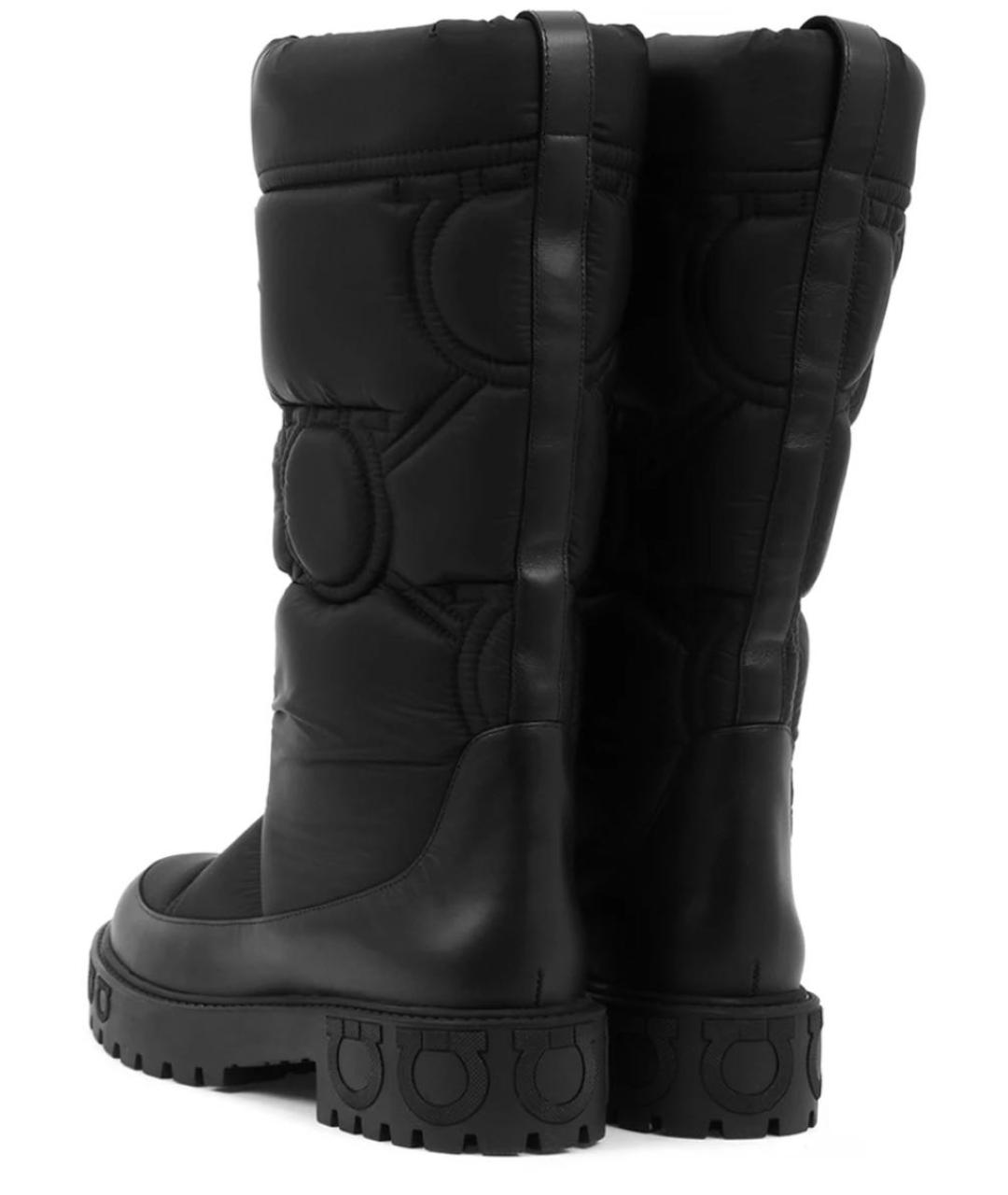 FERRAGAMO Черные кожаные сапоги, фото 4