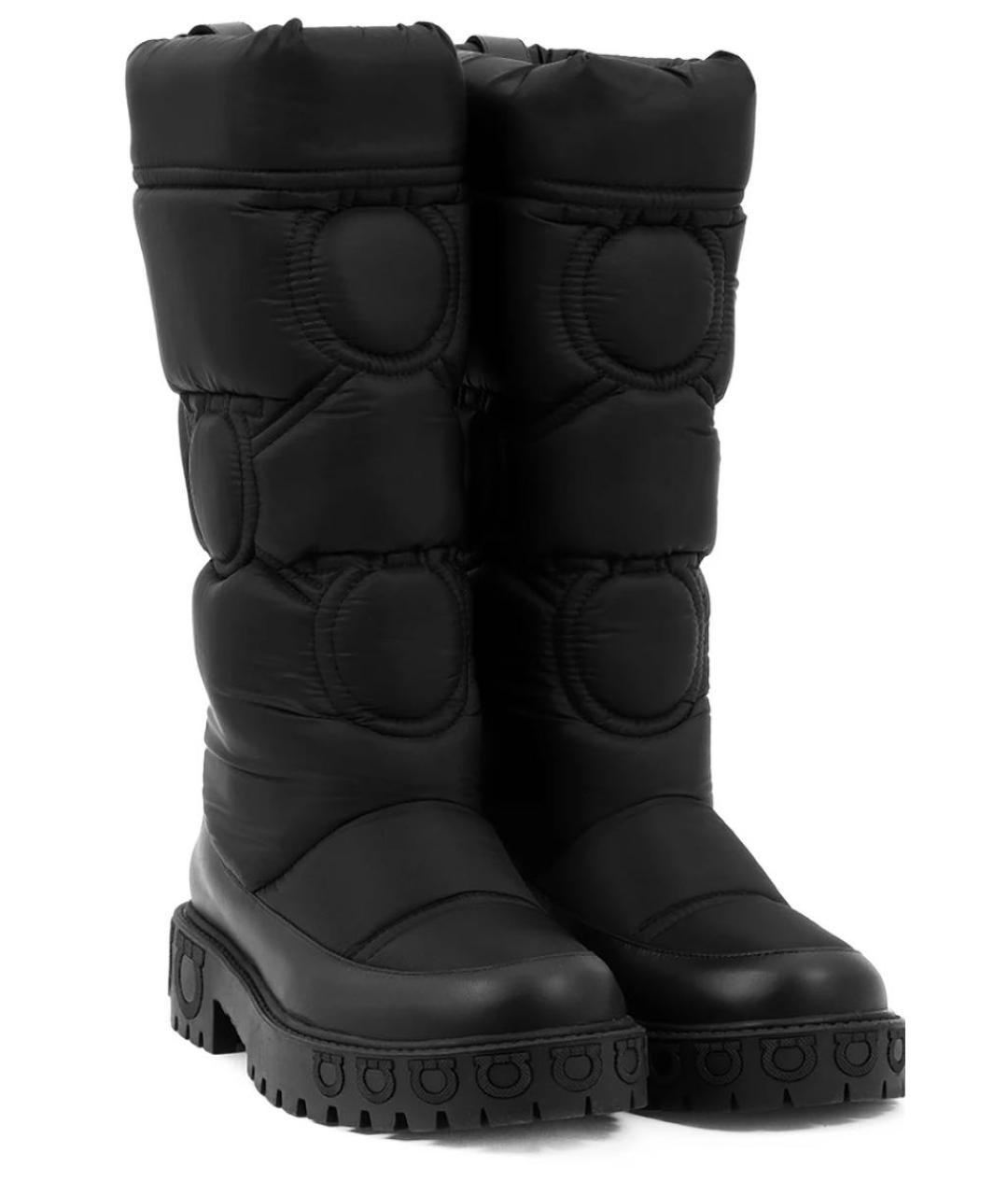 FERRAGAMO Черные кожаные сапоги, фото 2