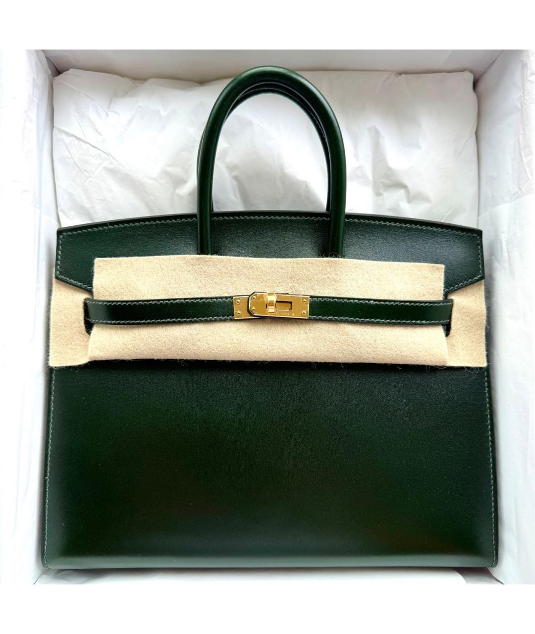 HERMES PRE-OWNED Зеленая кожаная сумка с короткими ручками, фото 4