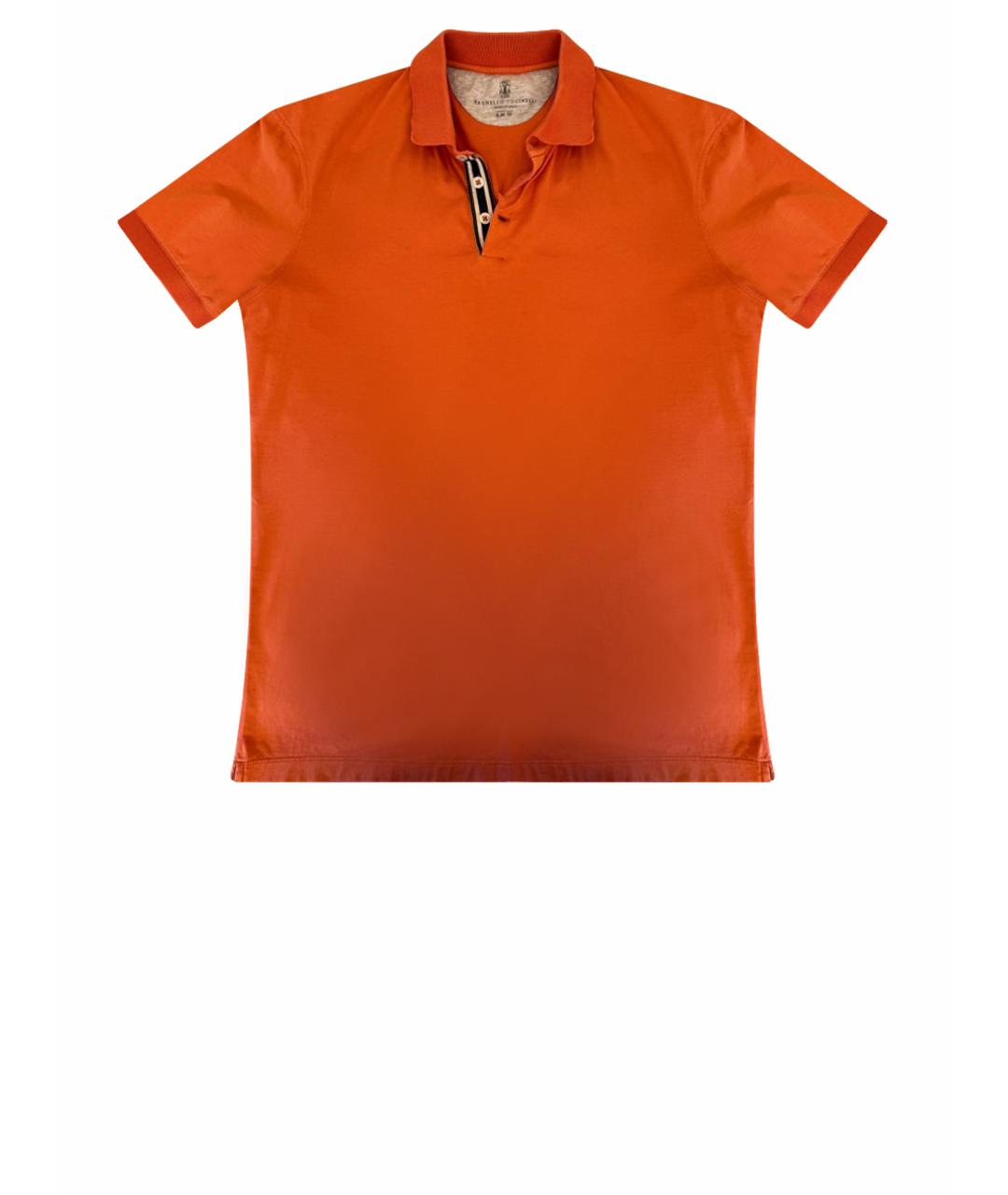 BRUNELLO CUCINELLI Оранжевое хлопковое поло с коротким рукавом, фото 1