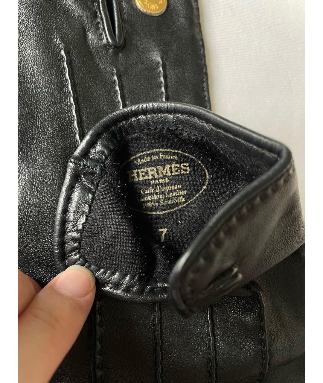 HERMES PRE-OWNED Черные кожаные перчатки, фото 4
