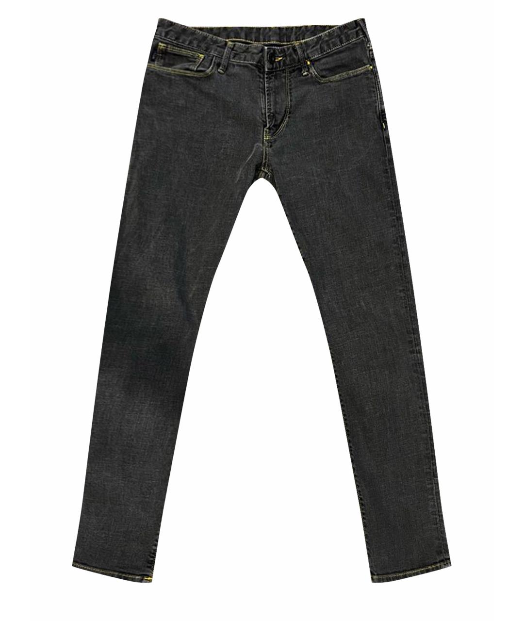 ARMANI JEANS Серые хлопко-эластановые прямые джинсы, фото 1