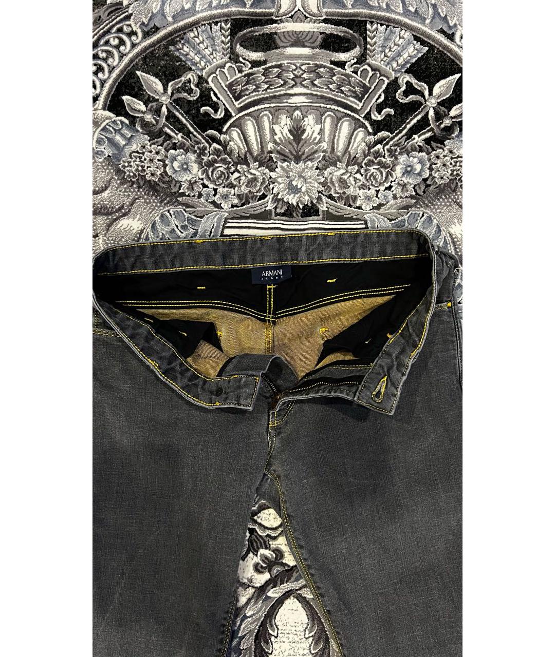 ARMANI JEANS Серые хлопко-эластановые прямые джинсы, фото 3