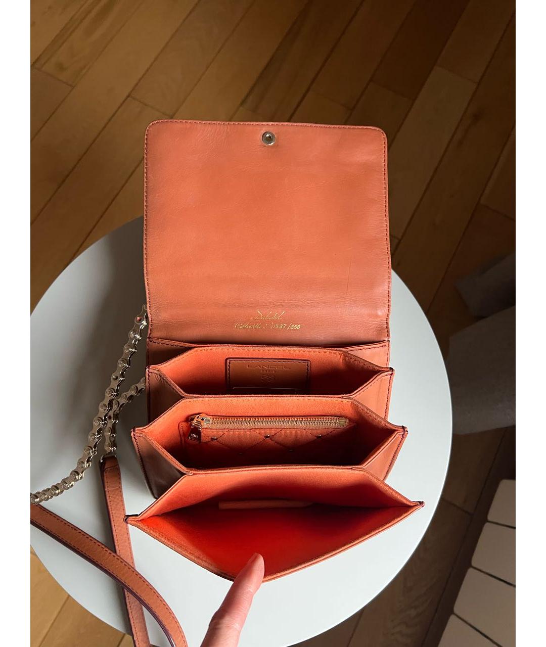 LANCEL Оранжевая кожаная сумка через плечо, фото 4