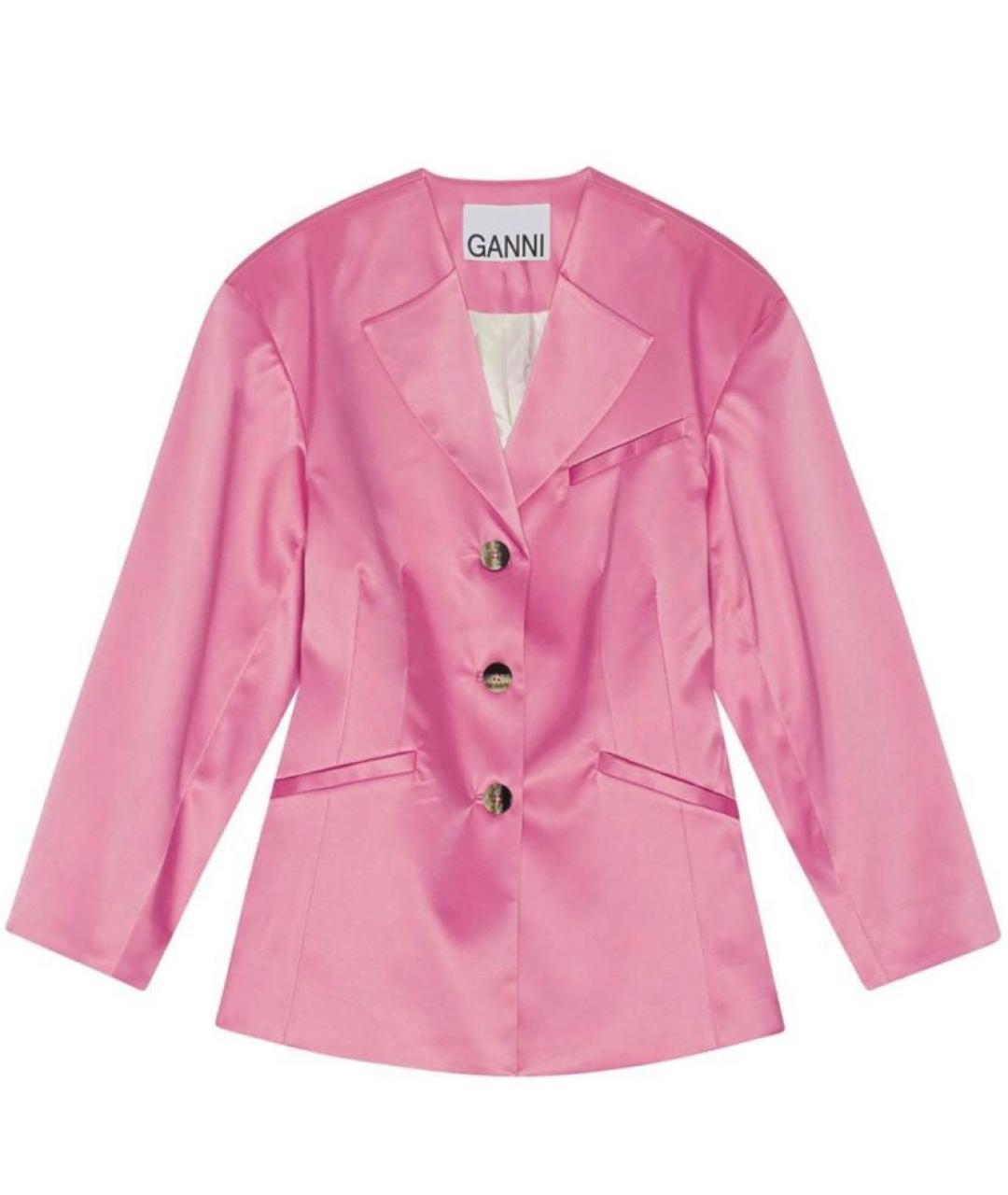 GANNI Розовый полиэстеровый жакет/пиджак, фото 9