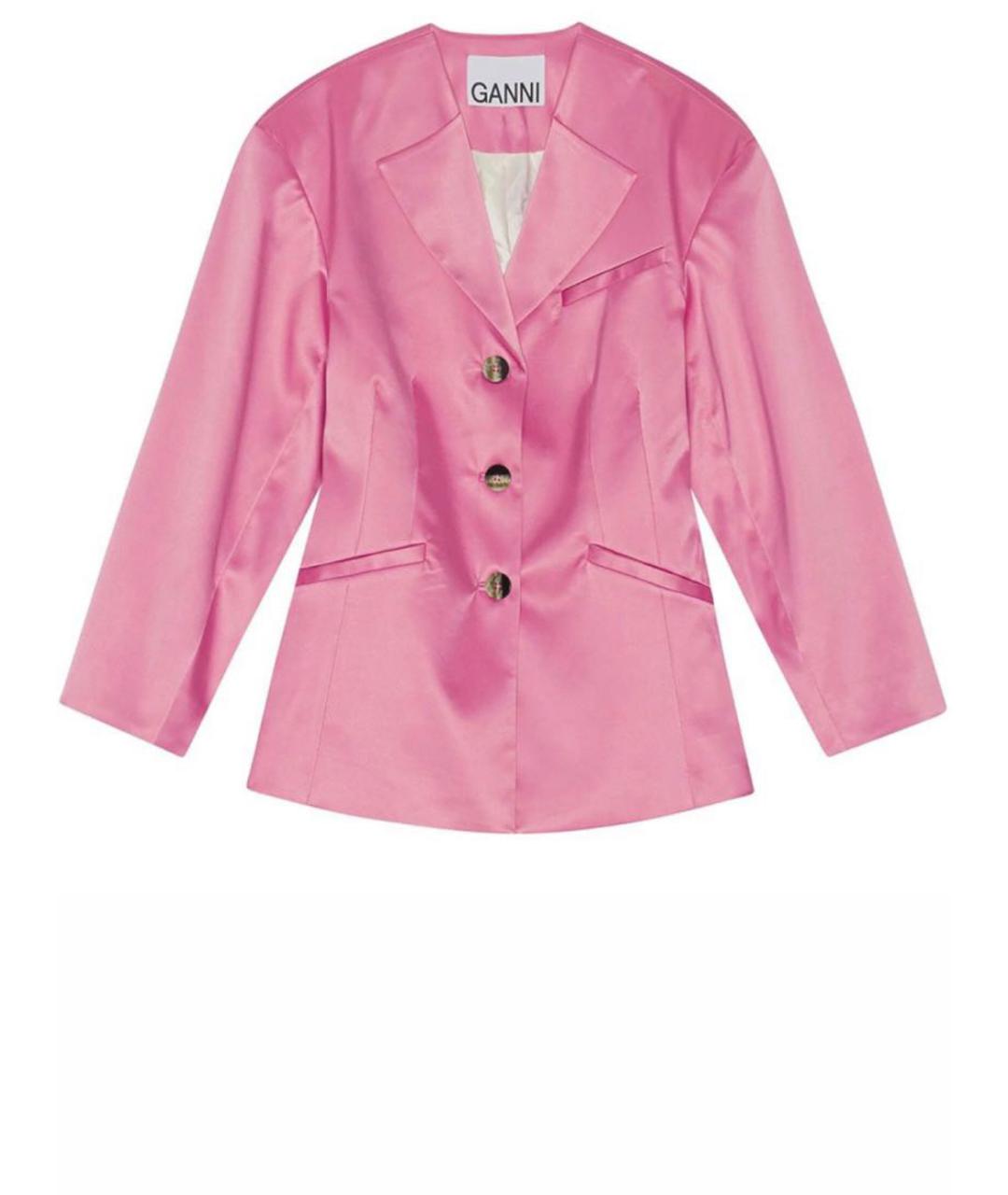 GANNI Розовый полиэстеровый жакет/пиджак, фото 1