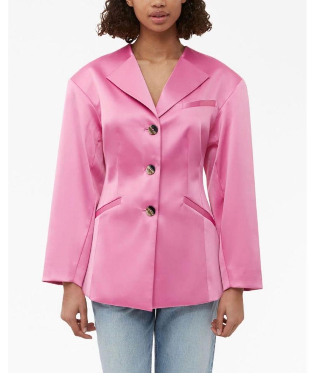 GANNI Розовый полиэстеровый жакет/пиджак, фото 7