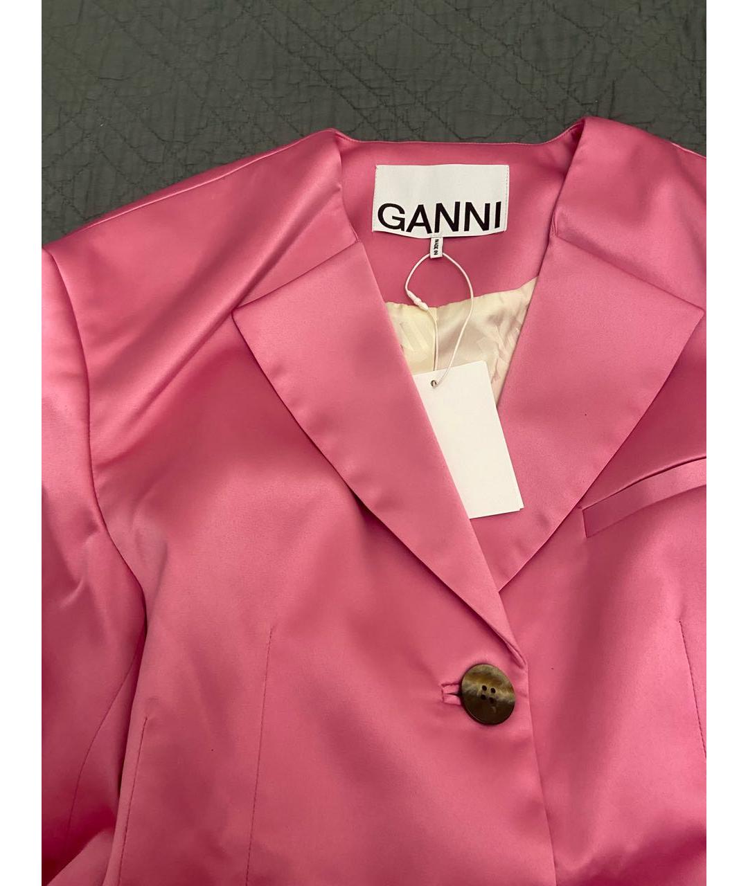 GANNI Розовый полиэстеровый жакет/пиджак, фото 3