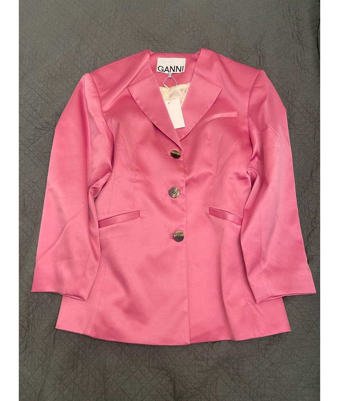 GANNI Розовый полиэстеровый жакет/пиджак, фото 2