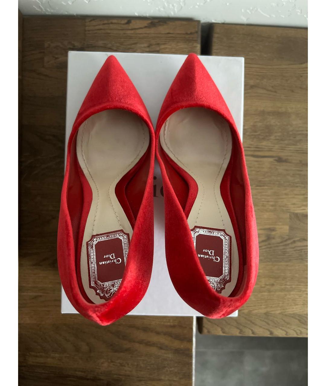 CHRISTIAN DIOR PRE-OWNED Красные бархатные туфли, фото 3