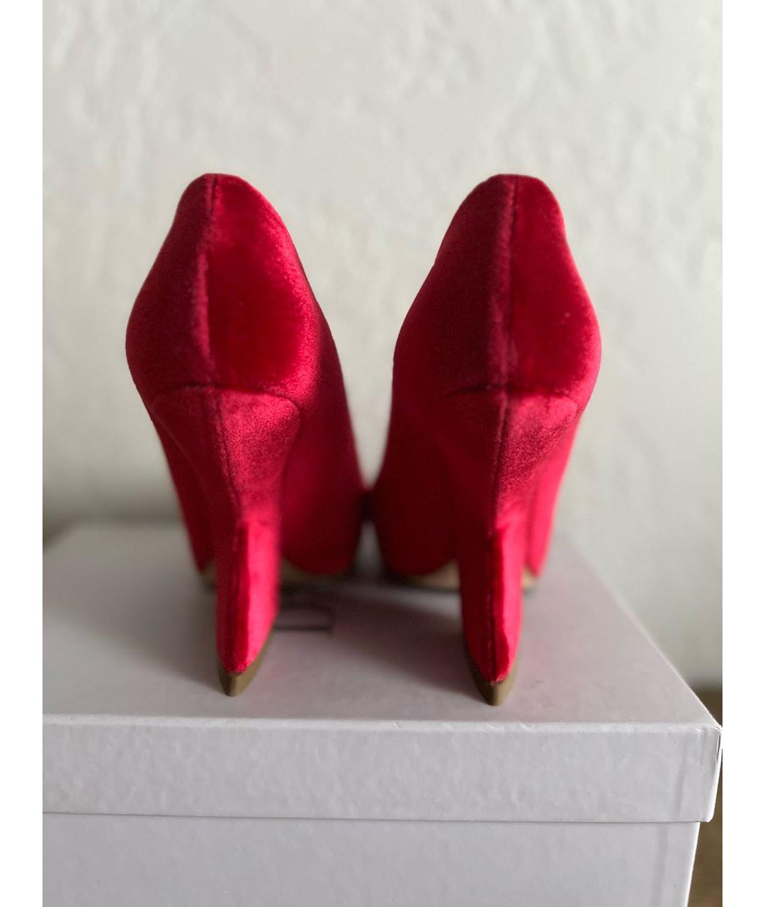 CHRISTIAN DIOR PRE-OWNED Красные бархатные туфли, фото 4